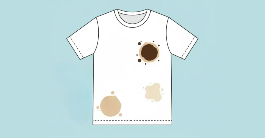 Vector illustration of a white shirt with coffee and tea stains